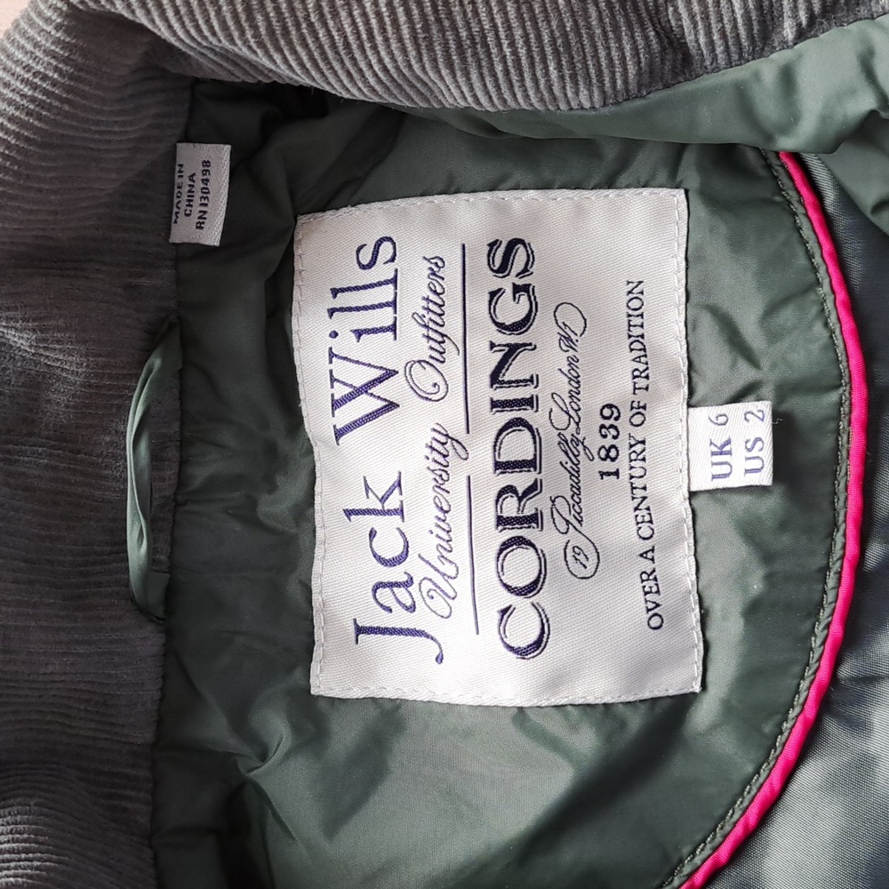 Jack Wills Cordings Quilted Barn Jacket Snap Zipper Elbow Patch Corduroy Collar - Picture 2 of 11